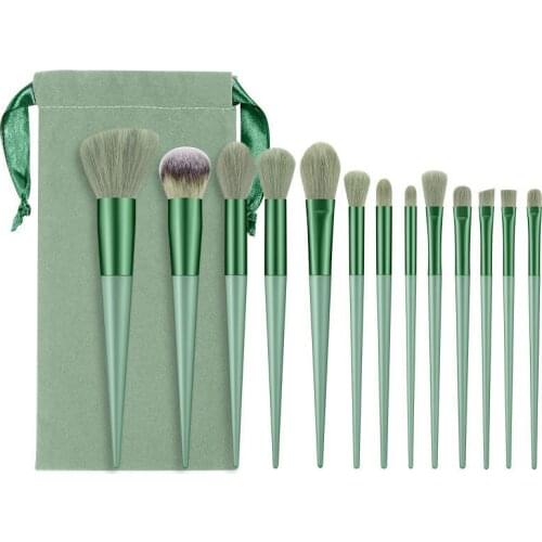 13Pcs Matcha Green Makeup Brushes Set Cosmestic Brush Kit Foundation Powder Blush Beauty Tool For Face
