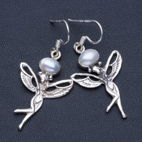 Natural River Pearl Boho 925 Sterling Silver Drop Earrings 1 3/4" R1490