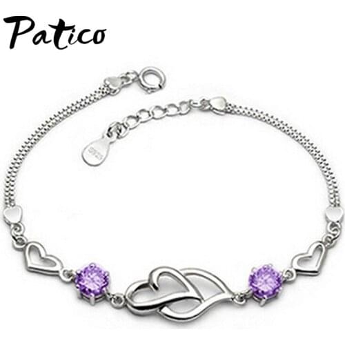 New Charms Double Love Heart to Heart shape Bracelets For Woman Adjustable Bracelet Engagement Anniversary Party Gift