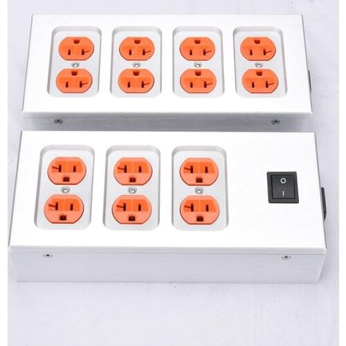 NEW All aluminum case American standard power socket Audio HiFi power strip Box Power Socket 6bit/ 8 bit