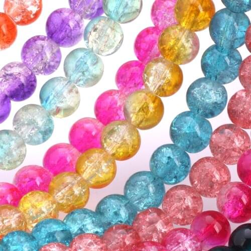 OlingArt 6/8/10mm Wholesale Natural Cracked Glass Crystal Beads Losse Round Bead Ice crack For Jewelry Making DIY Bracelet