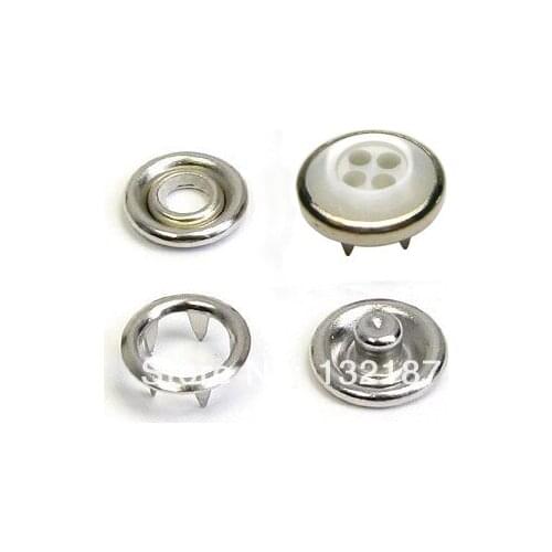 Wholesale 4 part buttons #333 12mm white four hole pearl prong snap button fastener nickle color FP-030