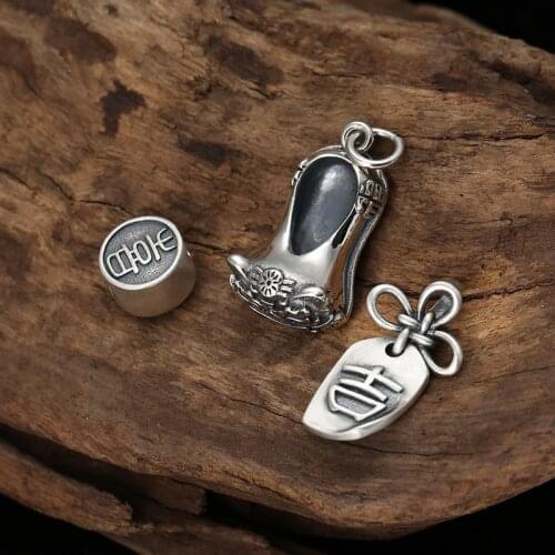 925 Sterling Silver DIY Retro Style Accessories Bead Personalized Tiger Head Shoes Ji Xi Word Necklace Bracelet Small Pendant