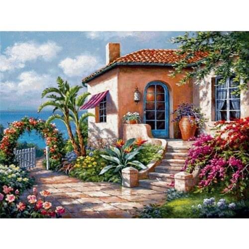 Landscape Scenery Cross Stitch Printed Canvas DIY Embroidery 11CT Kits Craft Needlework Set Cotton Thread Home Decoration Gift