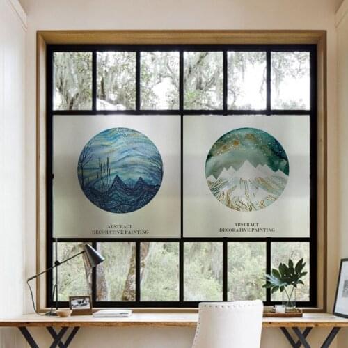 Custom Size Window Film Nordic landscape Sticker Living Room Bathroom PVC Electrostatic Adsorption Glass Door Sticker Home Decor