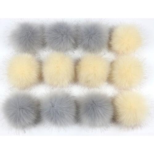 12pcs 10cm False Fur Pompoms for Knitted Winter Hat Multicolor Faux Fox Fur Pom Poms DIY Keychain Bag Hat Clothing Accessories