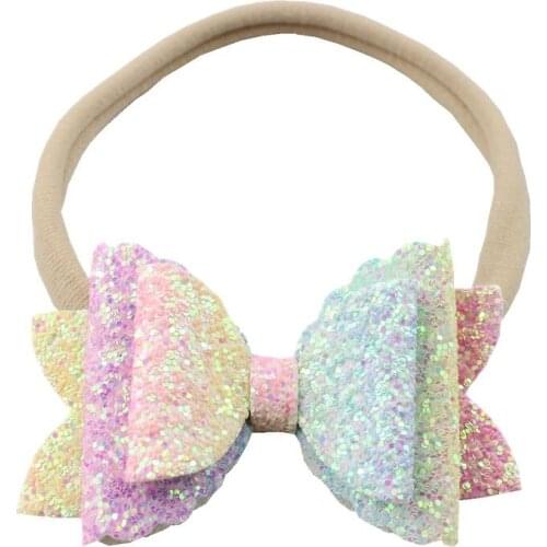 36pc/lot New Fashion Baby Girls 3.5 Inch Glitter Hair Bow Nylon Headbands Kids Hairpins Barrettes Toddler Hair Accessories