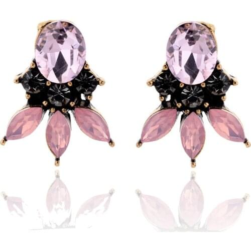 LUBOV 4 Colors Opal Stone Trendy Style Brand New Stud Earrings for Women Girls Fashion Crystal Earrings Christmas Party Earrings