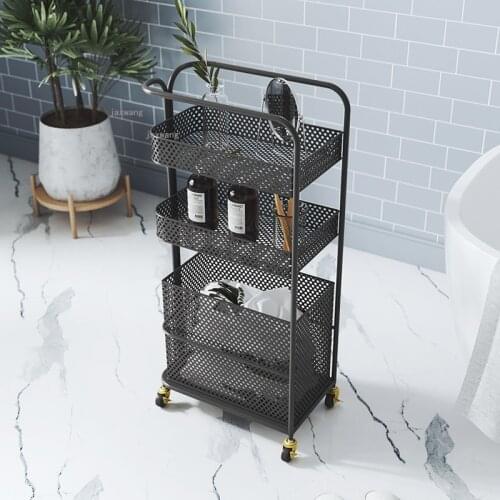 Nordic Bathroom Floor Type Storage Holders Toilet Bedroom Kitchen Shelf Organizer Removable Restaurant Dining Room Wheeled Cart
