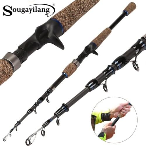 Sougayilang Telescopic Fishing Equipment Carbon Fiber UltraLight Carp Spinning Rod Rubber Handle Saltwater/Freshwater Travel
