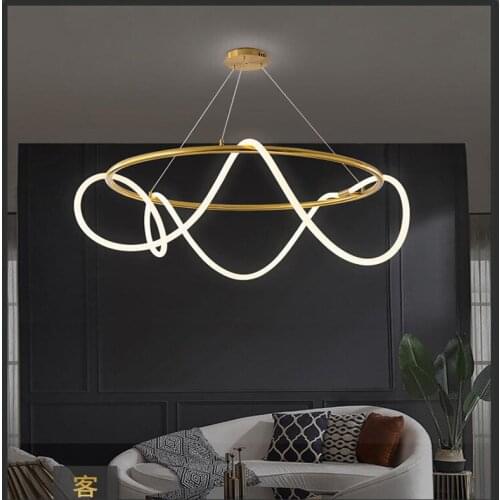 LED Postmodern Golden White Designer Chandelier Lighting Lamparas De Techo Suspension Luminaire Lampen For Dinning Room