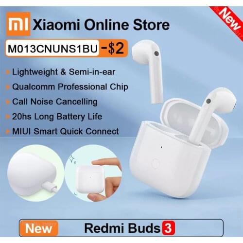 New Xiaomi Redmi Buds 3 TWS Wireless Earbuds Bluetooth 5.2 Earphones Noise Canceling IP54 waterproof headphones MIUI connect