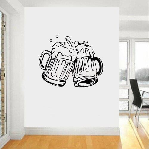 Beer Pub Bar Decoration Wall Sticker Glass Beer Cup Vinyl DIY Wall Decal Removable Self Adhesive Mural Modern Home Decor Y206