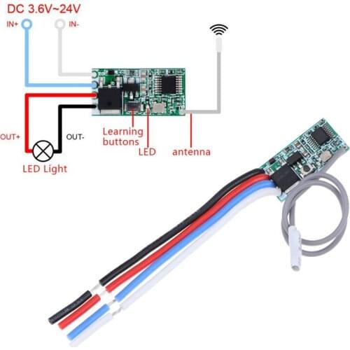 433 Mhz 1CH RF Relay Receiver Universal DC 3.6V-24V DIY Wireless Remote Control Switch Micro Module LED Light Controller