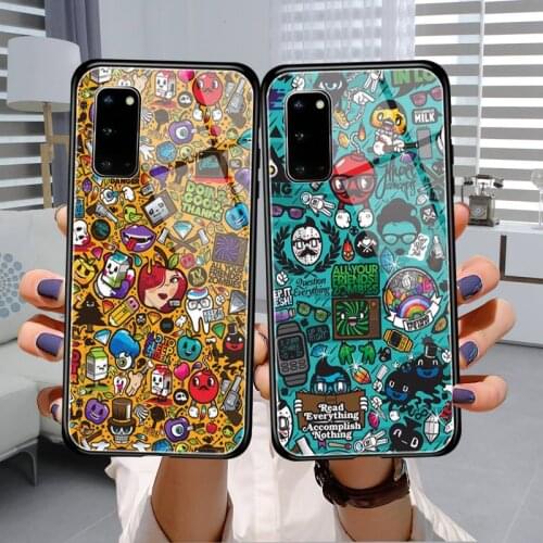 Funny Sun Moon Face Phone Case Tempered Glass For Samsung S7 S8 S9 S10E S20 21 30 Plus ultra Note 8 9 10 Plus A7 2018