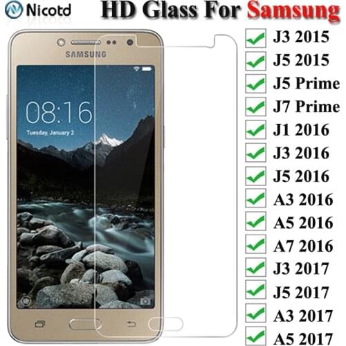 Protective Glass on the For Samsung Galaxy A3 A5 A7 J3 J5 J7 2015 2016 2017 A6 A8 Plus 2018 Tempered Screen Protector Glass Film