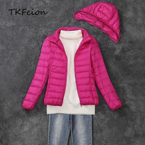 Womens Jacket Coats Detachable Hat 2021 Autumn Winter Female Coat Duck Down Removable Hooded Light Thin Slim Style Plus Size 5XL