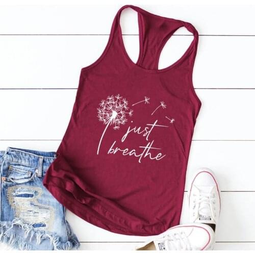 Vest Just Breathe 100% Cotton Tanks Aesthetic Women Sleeveless Dandelion Tops Women Graphic Be Wild Tank