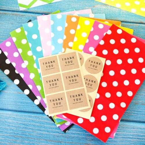 10sets Mix Color Zigzag Polka Dot Paper Bags DIY Candy Cookie Bakery Bag Wedding Party Favor Bag Gift Wrapping Supplies