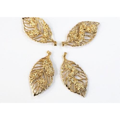 10 Pieces/batch of 75*35MM Metal Brass Leaf Filigree Accessories Pendant Handmade Diy Jewelry Accessories Men Necklace