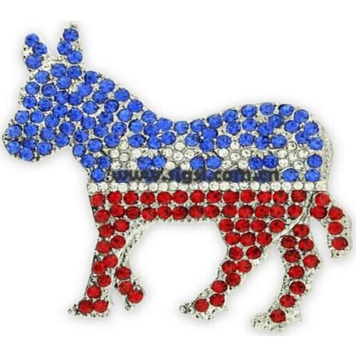 100pcs/lot 55mm Fashion Design Rhinestone Democrat Donkey Pendant