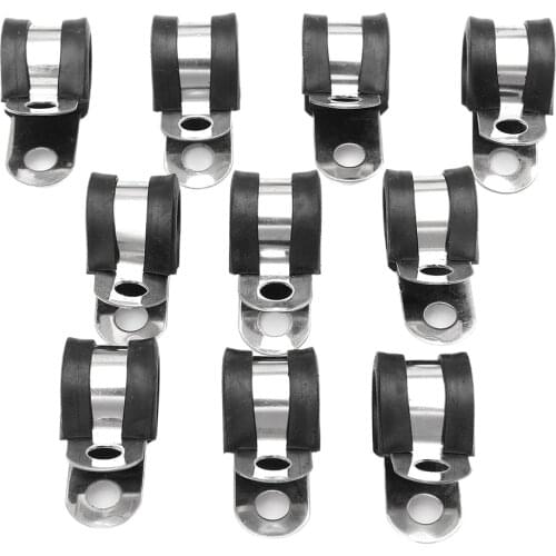 10x EPDM Rubber Lined 13mm 1/2" Dia P Tube Clips Pipe Wiring Line Clamp P Type Marine Grade 13x36mm