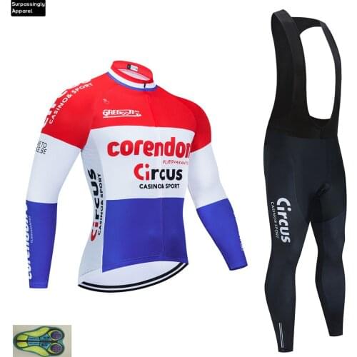 2019 Long Sleeve Corendon Circus Cycling Jersey Set Ropa De Ciclismo Pro Team Bike Clothing Autumn Bicycle Clothes 20D Gel Pad