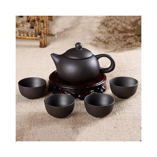 5pcs Kung Fu Tea Set [1 Teapot + 4 Cups Set] 150ml Chinese Xi Shi Porcelain Tea Sets Ceramic Yixing Purple Clay Kettle tea set
