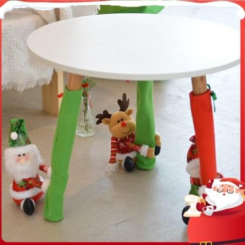 5PCS Christmas Chair Leg Covers Santa Claus Table Feet Legs Socks Cover for Xmas Party Dinner Decorations