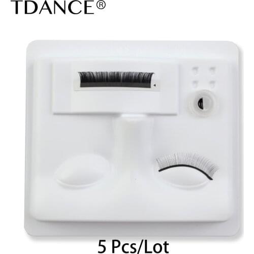 TDANCE 5pcs Eyelash Extension Practice Tray Glue Gasket Adhesive Pallet Lashes Holder Eyelashes palette Training Display makeup