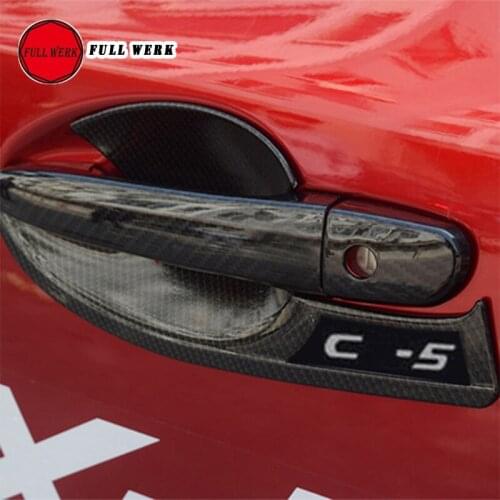 ABS Car Styling Exterior Door Handle Bowl Trim Cover Sticker Protector Cap for Mazda CX-5 CX5 17 18 Accessories Carbon Fiber Loo