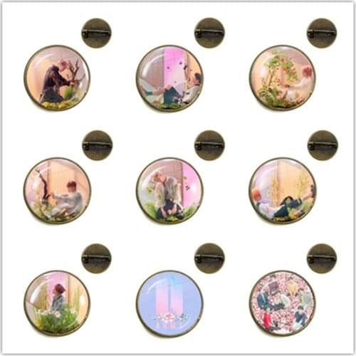 Army Bomb 20mm Glass Cabochon Brooches Kpop Collar Pins Jewelry K-pop Boys Accessories For Bigbang Fans Album Love Yourself Gift