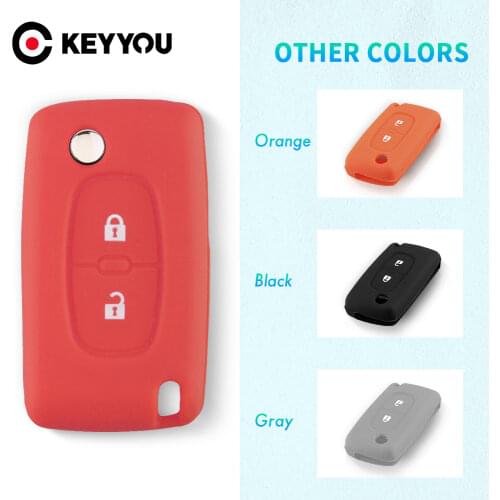 KEYYOU For Peugeot 206 207 307 308 407 607 For Citroen C3 C4 C4L C5 C6 Car Key Holder 2 Buttons Silicone Remote Key Case Cover