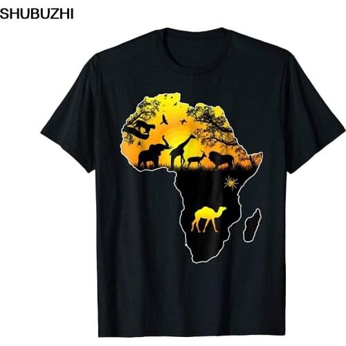 African Savannah Safari Wildlife Africa Map Fashion Brand T Shirts Men Summer Print Casual Men Brand Customize Tee Shirts
