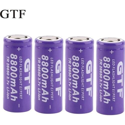 GTF 3.7V 26650 Battery 8800mAh Li-ion Rechargeable Battery For LED Flashlight Torch Li-ion Battery accumulator battery