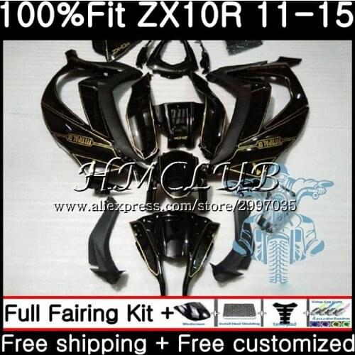 Injection For KAWASAKI NINJA ZX 10R 2011 2012 2013 2014 2015 64HC.8 ZX-10R ZX 10 R 1000 ZX10R 11 12 13 15 Fairing Black golden