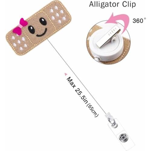 Kawaii Retractable Badge Holder Cute Felt Badge Reels with Alligator Clip For Nurses Volunteer Students Teachers