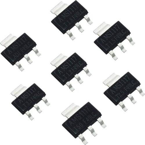 70PCS AMS1117 Voltage Regulator Kit 1.2V/1.5V/1.8V/2.5V/3.3V/5.0V/ADJ 1117 7 values Each 10PCS SOT-223