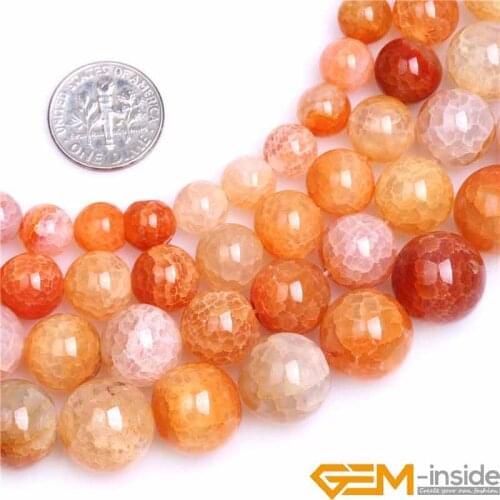 Yellow Crackle Agates Round Beads For Jewelry Making Strand 15 inch DIY Fashion Jewelry Bead For Bracelet Women Gifts 8 10 12mm