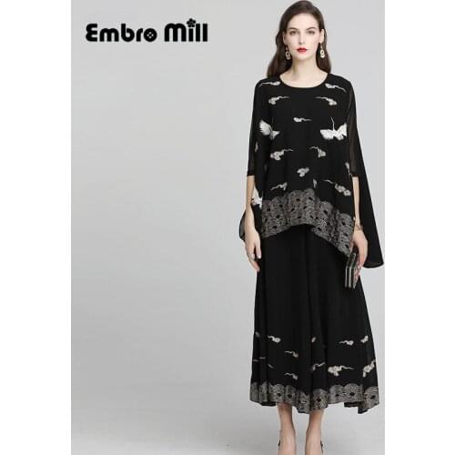 Summer The New Chinese style embroidery Shirt woman +Wide leg pants Retro elegant Shirt plus size XL-5XL