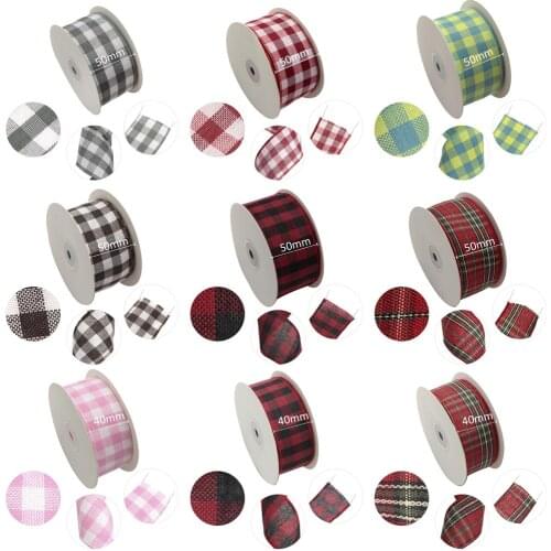 Plaid Wired Edge Linen Ribbon 10meters/lot ,DIY Handmade Materials,Wedding Gift Wrap Christmas Decoration,10Yc18658