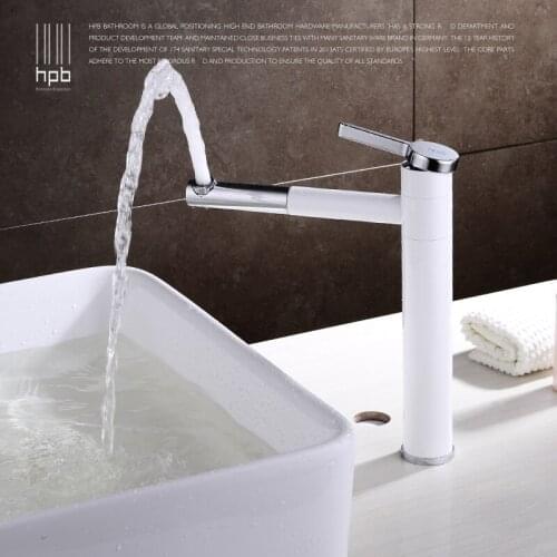 Copper cold white color basin faucet heightening