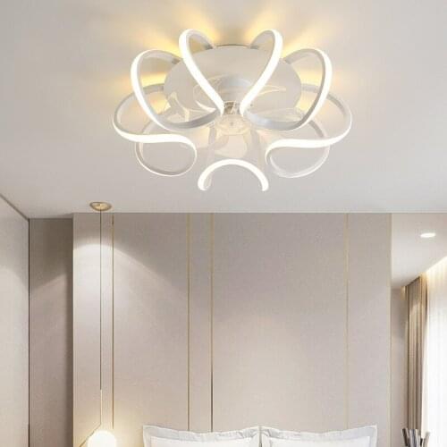 Nordic Minimalist Ceiling Fan Light Bedroom Dining Living Room Invisible Smart Electric Fan Chandelier Integrated