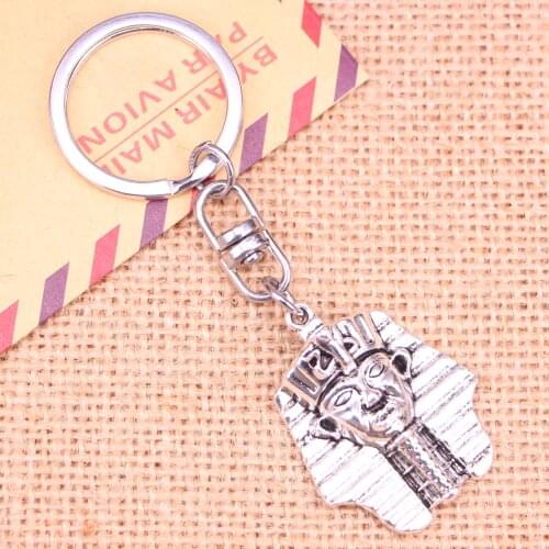 New Fashion Keychain 36*28 mm egyptian king tut tutankhamen Pendants DIY Men Jewelry Car Key Chain Souvenir For Gift