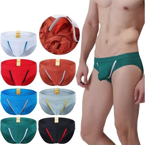 New Men Briefs Low Waist Pouch Nylon Underwear Penis Hole Calzoncillos Hombre Slips Bulge Mens Sexy Homme WJ Mesh Shorts