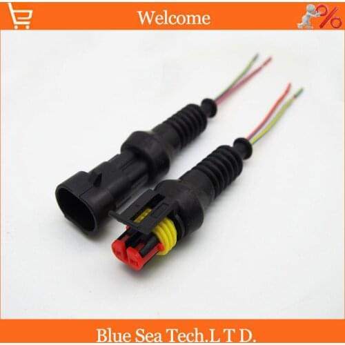 Sample,2 pairs 2Pin Auto HID cable Connectors with sheath sets for HEV/EV Start/Stop/Inverter Systems etc