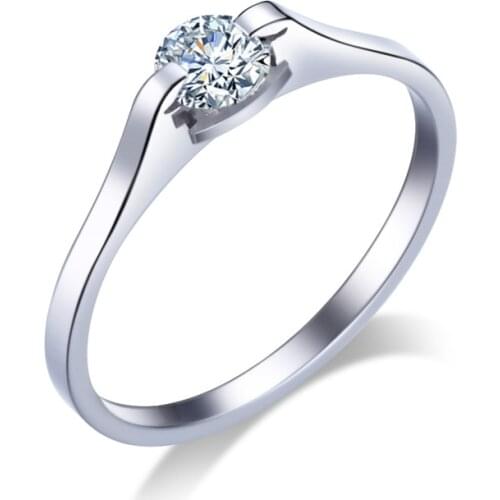 Custom real 14k solid white gold engagement rings design for women LOVE Alliances girls au585 wedding ring girls