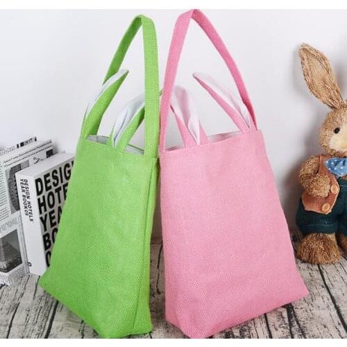 Easter Decoration Monogram Easter Tote Bag With Rabbit Ears Easter Bunny Basket DIY Candy Egg Hunts Bags LX1022
