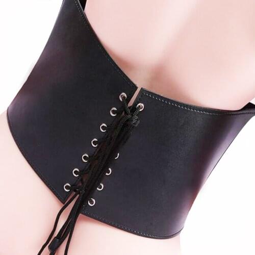CamaTech PU Leather Adjustable Corset Body Bondage Restraints Fetish Slave Waist Binder Harness BDSM Roleplay Sex Game For Women