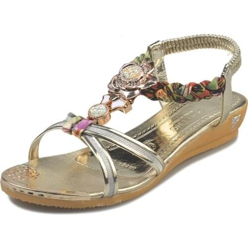 New womens sandals fashion open toe buckle design Roman sandals womens flat shoes summer beach ladies shoes sandals